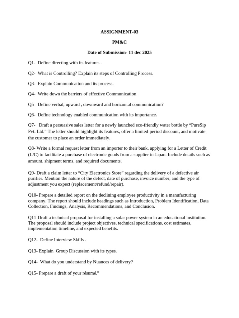 Assignment 03 PM&C | PDF