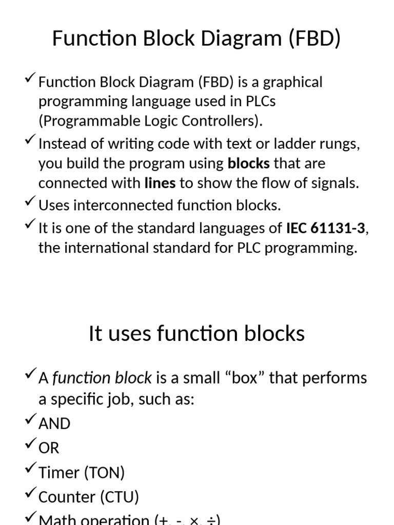 Function Block Diagram Basics for PLCs | PDF | Programmable Logic ...