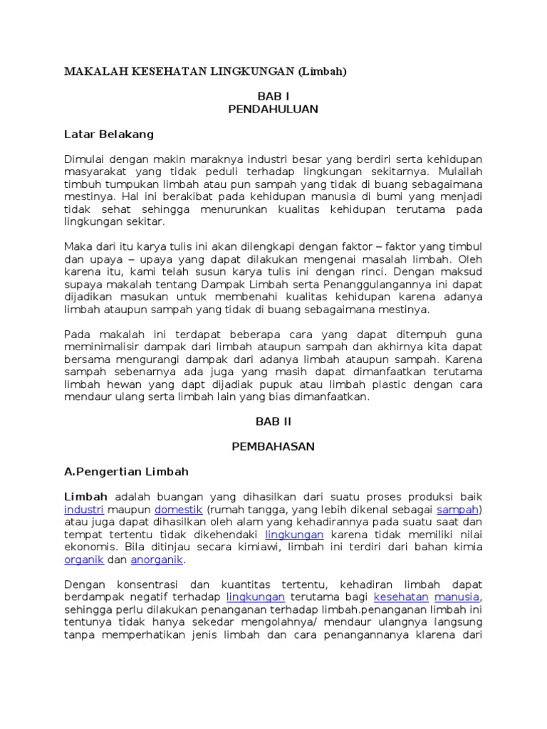 Makalah Kesehatan Lingkungan