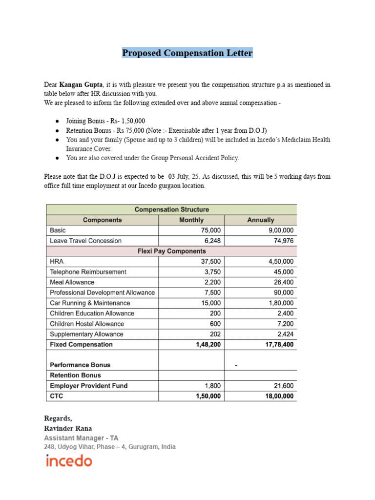 Proposed Compensation Kang An Ince Do | PDF