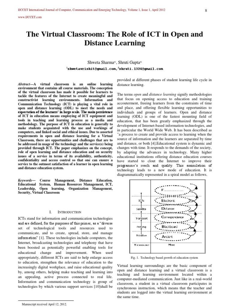The Virtual Classroom: The Role of ICT in Open and Distance Learning ...
