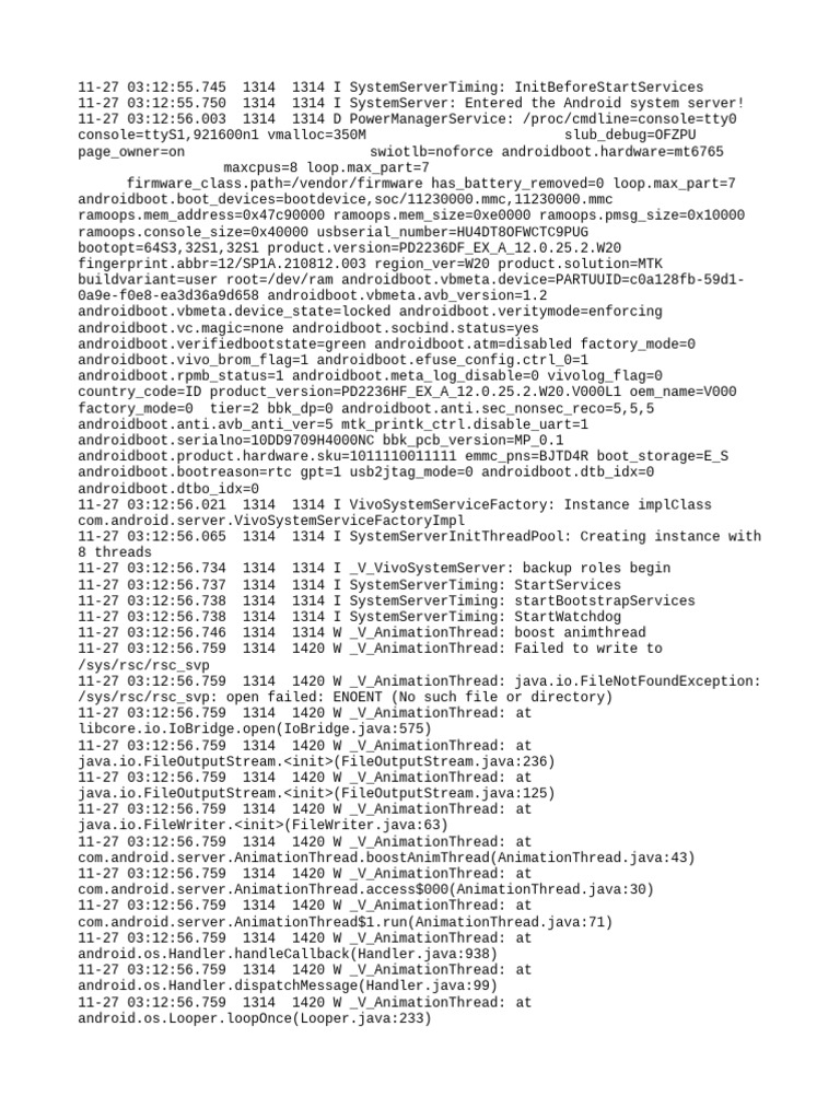 Android System Server Log Analysis | PDF | Operating System Technology ...