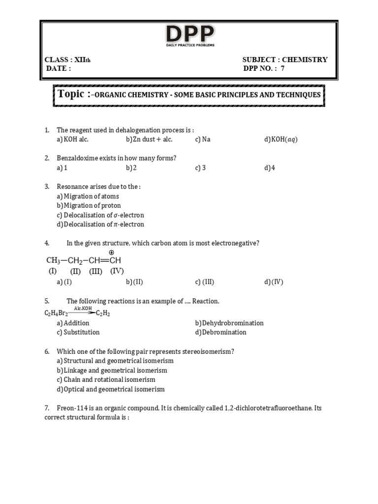 Organic Chemistry - Some Basic Principles and Techniques Q-7 | PDF ...