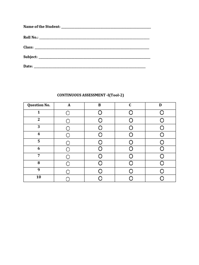 Continuous Assessment Tool Template | PDF