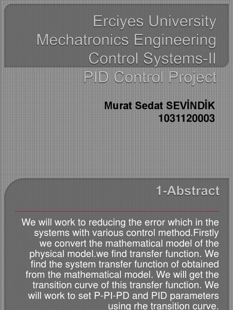 PID Controller Parameter Design | PDF | Parameter (Computer Programming ...
