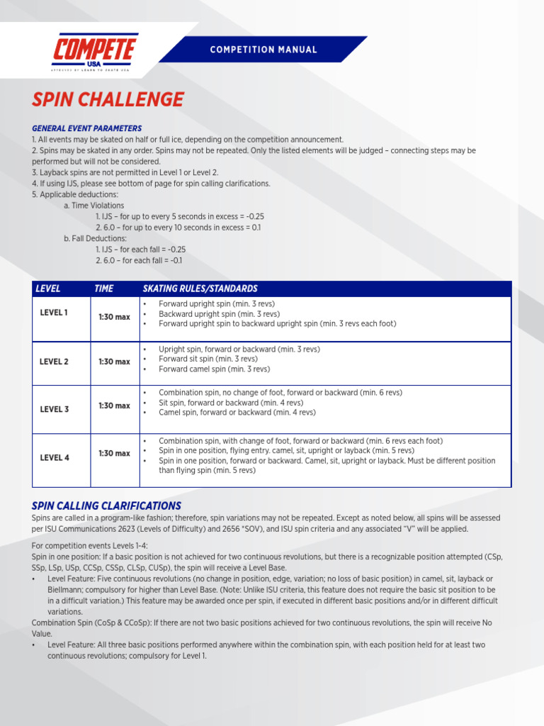Spin Challenge Competition Guidelines | PDF | Ice Sports | Games Of ...