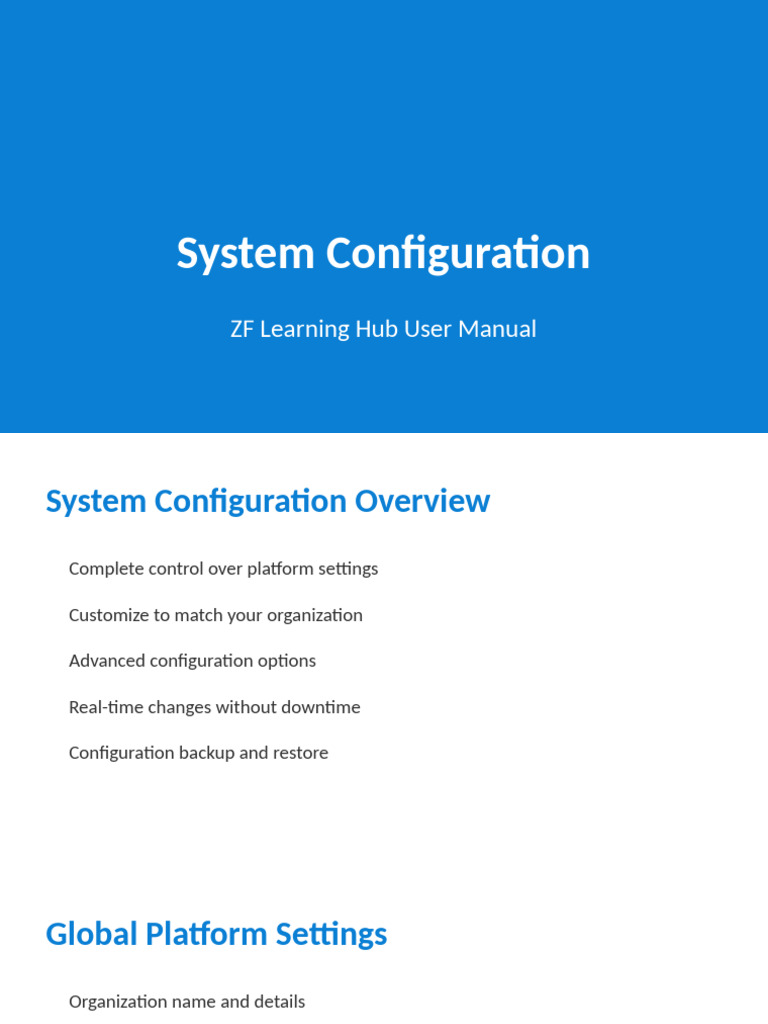 ZF Learning Hub System Configuration Guide | PDF