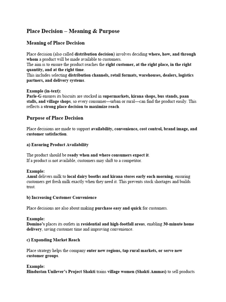 Understanding Place Decisions in Marketing | PDF | Retail | Brand