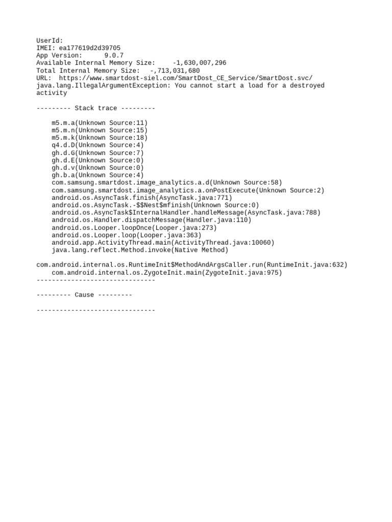 SmartDost App Error Log Analysis | PDF