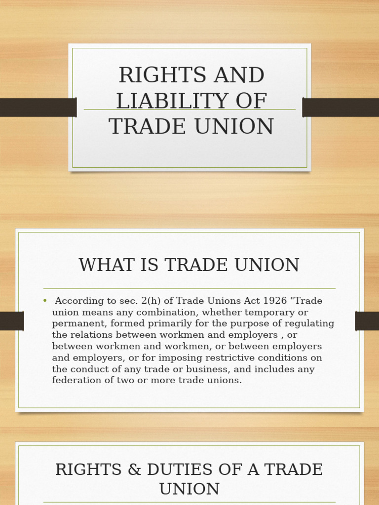 Trade Union Rights and Liabilities Explained | PDF | Trade Union ...