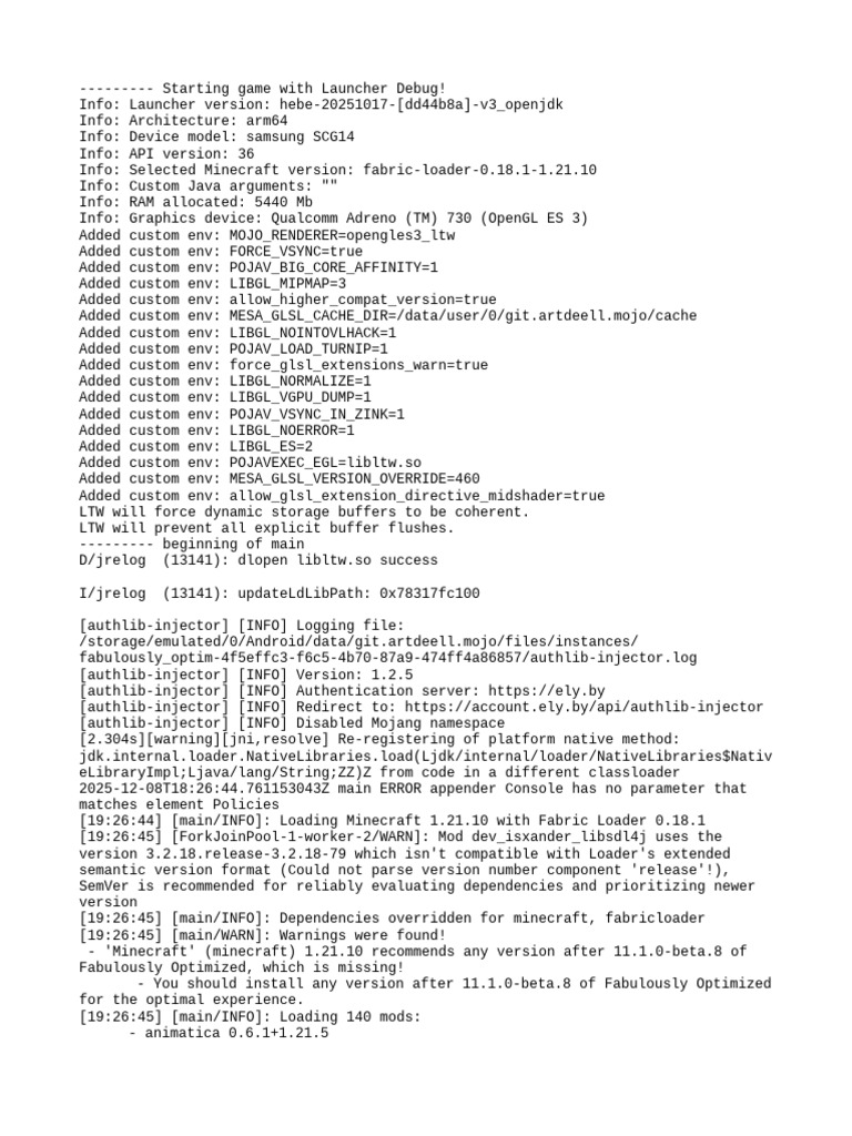 Minecraft Launcher Debug Log Analysis | PDF | Java (Programming ...