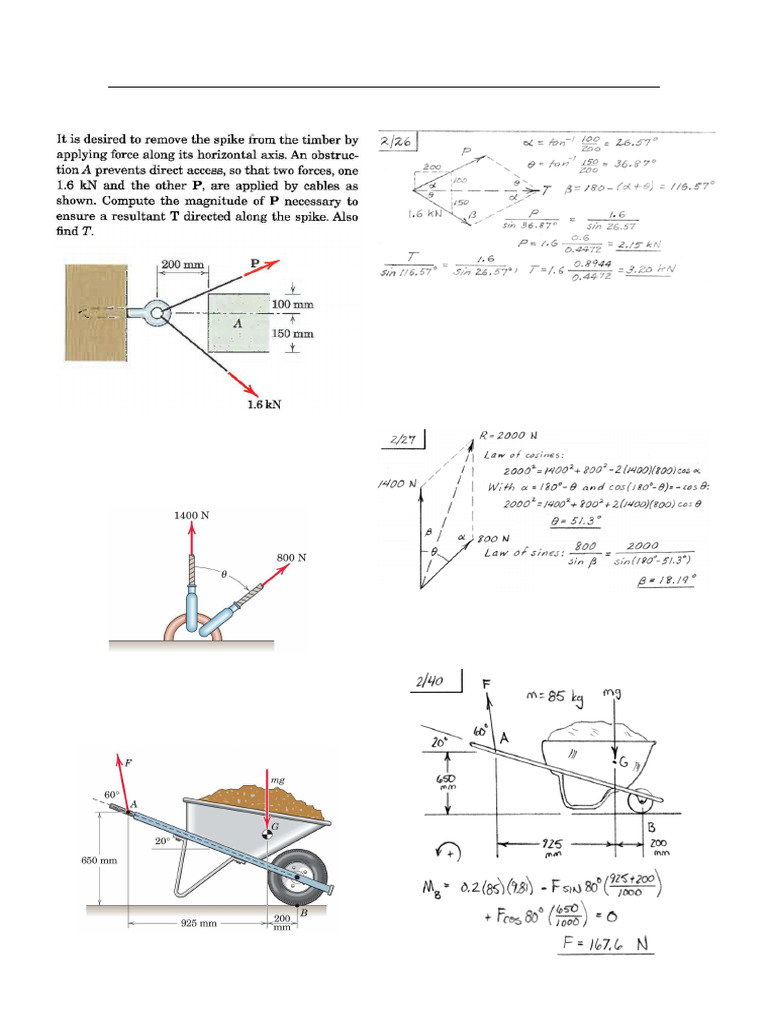 Engineering Mechanics Tutorial 1 Solutions | PDF