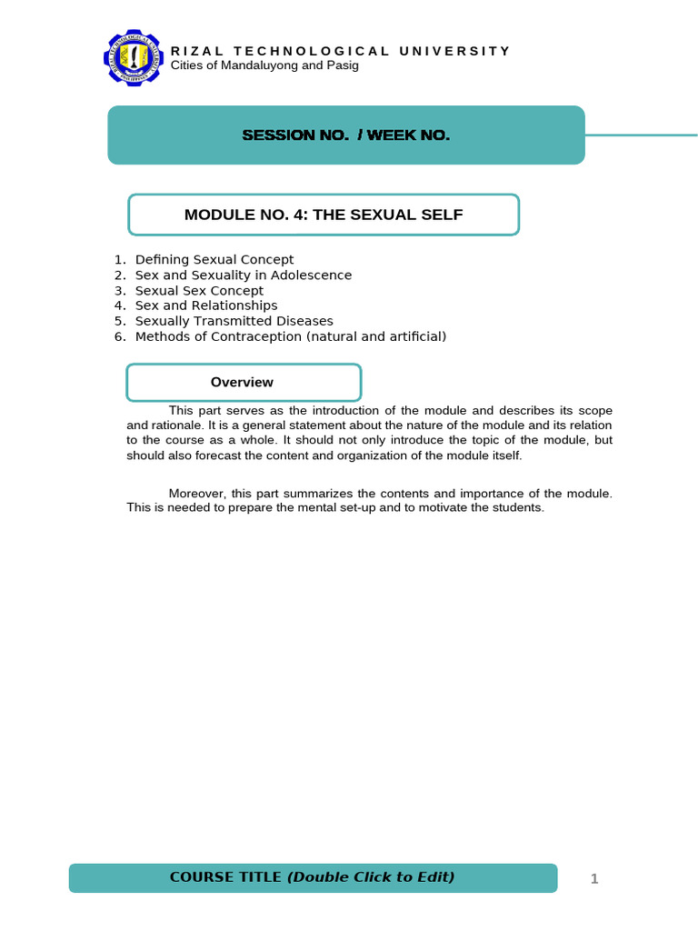 MODULE 4 Physical Self | PDF | Sexually Transmitted Infection | Gender ...
