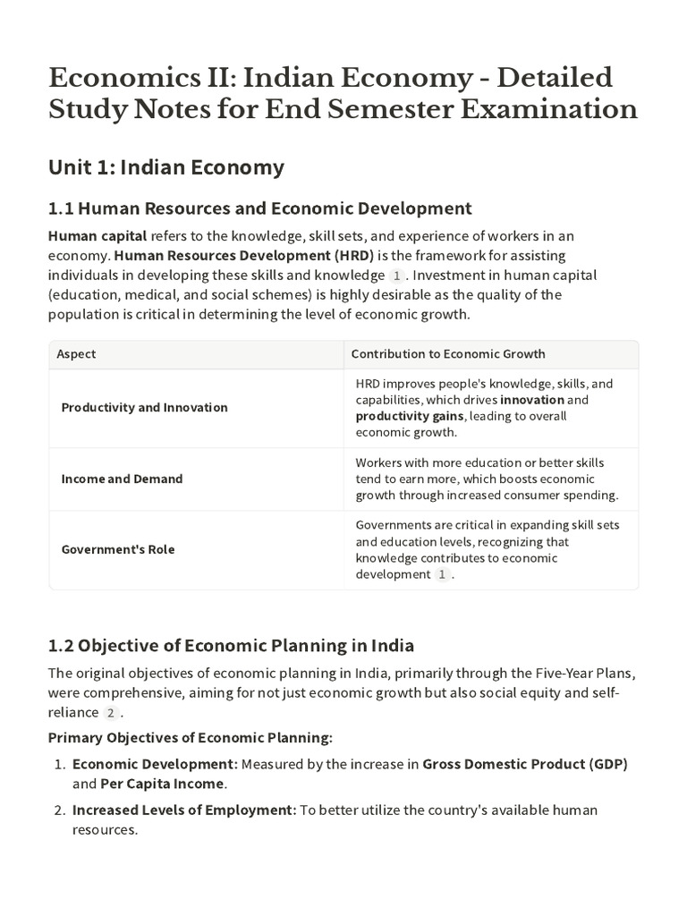 Indian Economy Study Notes for Exams | PDF | Fiscal Policy | Food Security