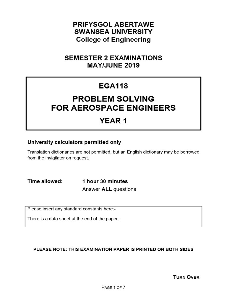 Aerospace Engineering Problem Solving Exam | PDF | Interval ...