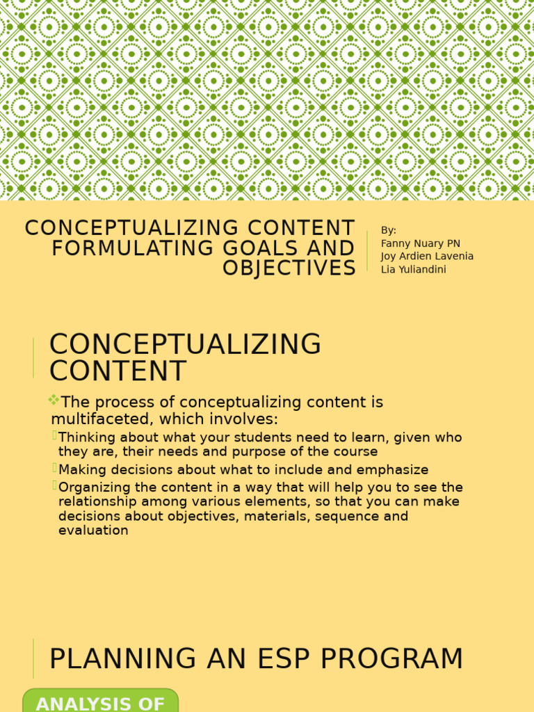 Content Conceptualization for ESP Programs | PDF | Language Education ...