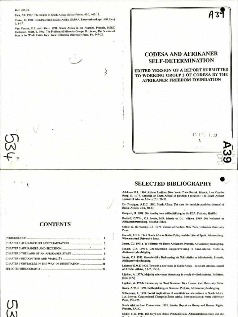 Afrikaner Freedom Foundation - Codesa and Afrikaner Selfdetermination ...