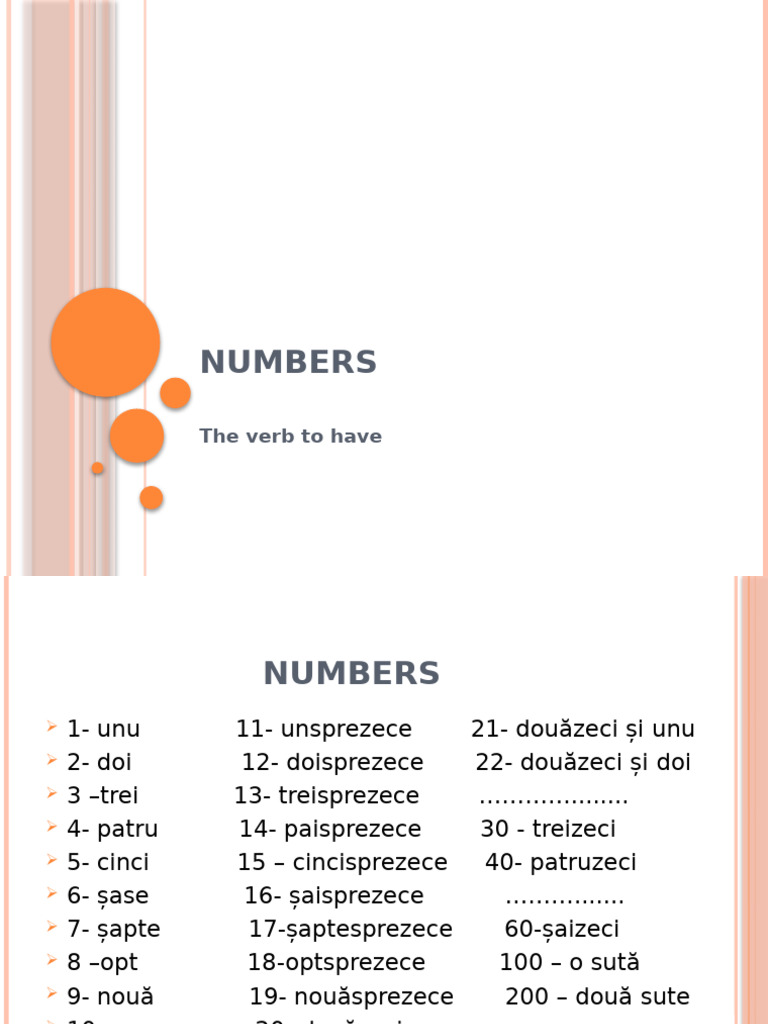 Numbers - The Verb 