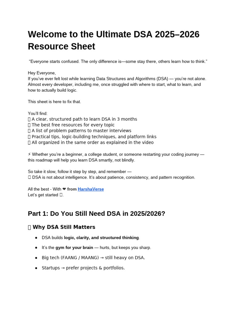 Ultimate DSA Learning Roadmap 2025-2026 | PDF | Control Flow | Applied ...