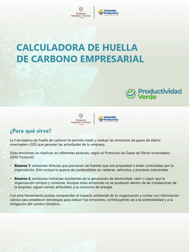 Calculadora de Huella de Carbono Empresarial | PDF | Gases de efecto ...