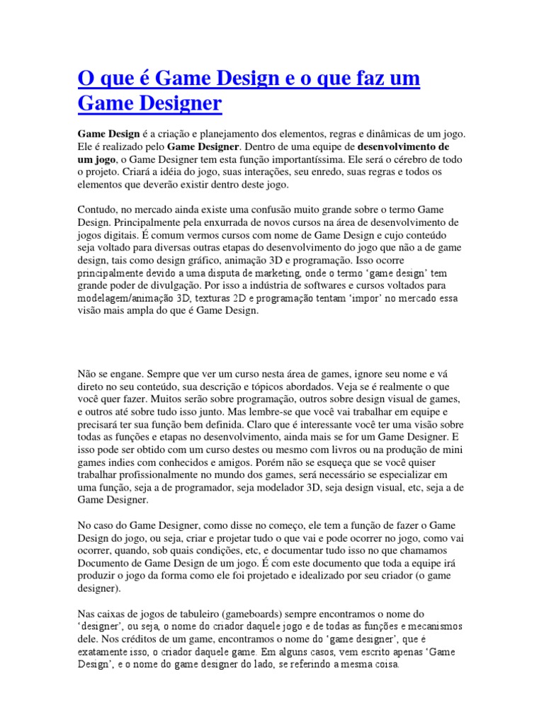 Curso de Game Design Online Grátis – Aula 02 – Onde está o Game Designer na  Produção de um Jogo? – Fábrica de Jogos