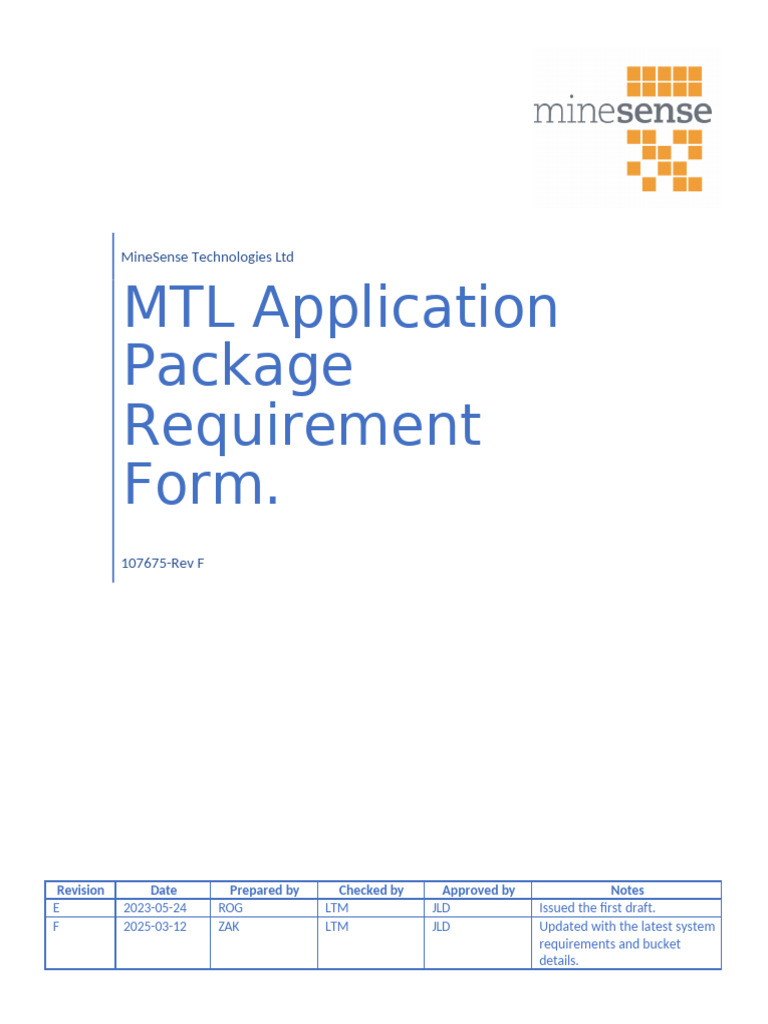 MTL Application Package Requirements Form | PDF | Telecommunications ...