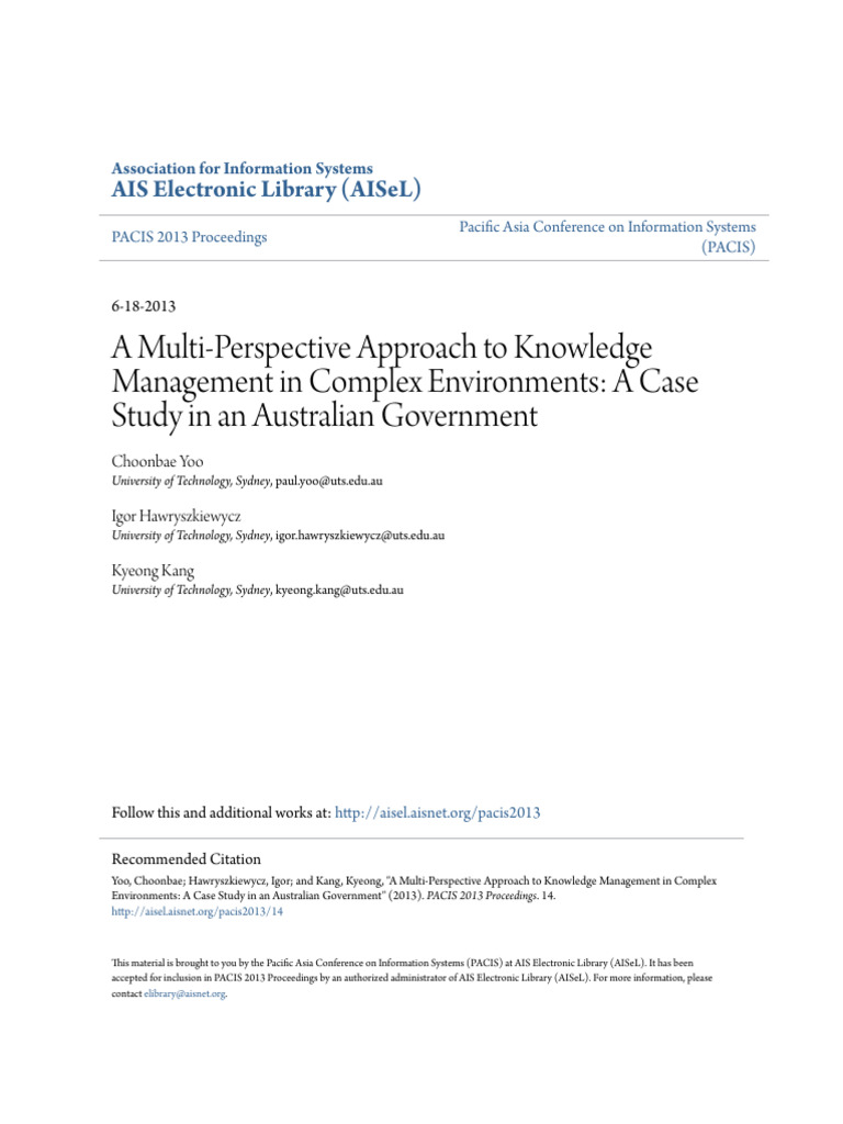Multi-Perspective Knowledge Management Study | PDF | Knowledge | System