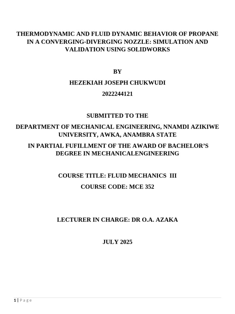 Propane Flow Dynamics in Nozzles Simulation | PDF | Compressible Flow ...