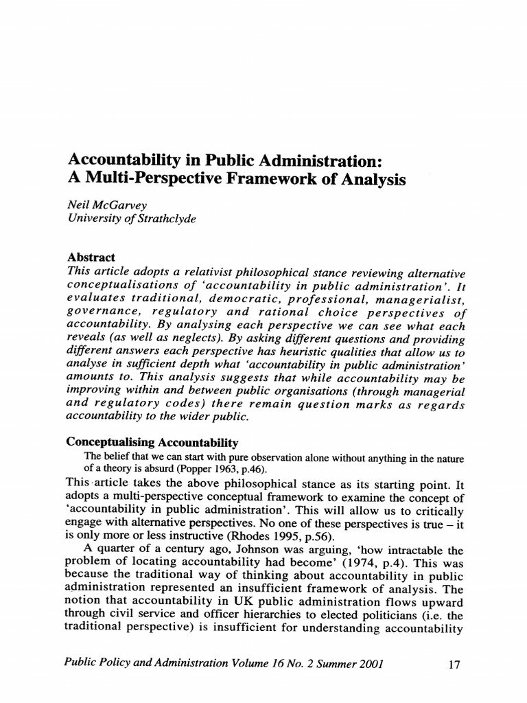 Mcgarvey 2016 Accountability in Public Administration a Multi ...
