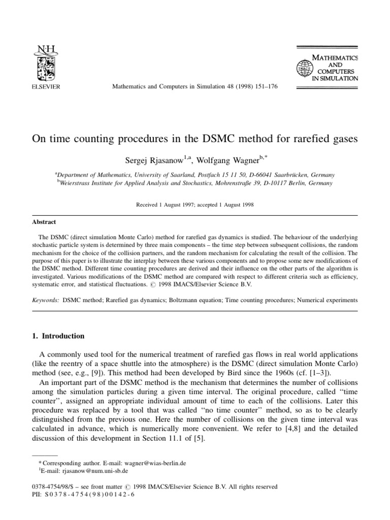 Time Counting in DSMC Method | PDF | Random Variable | Gases
