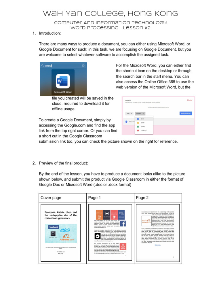 Google Docs Word Processing Guide | PDF | Microsoft Word | Software