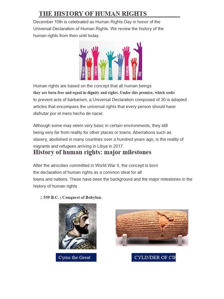Key Milestones in Human Rights History | PDF | Human Rights | United ...