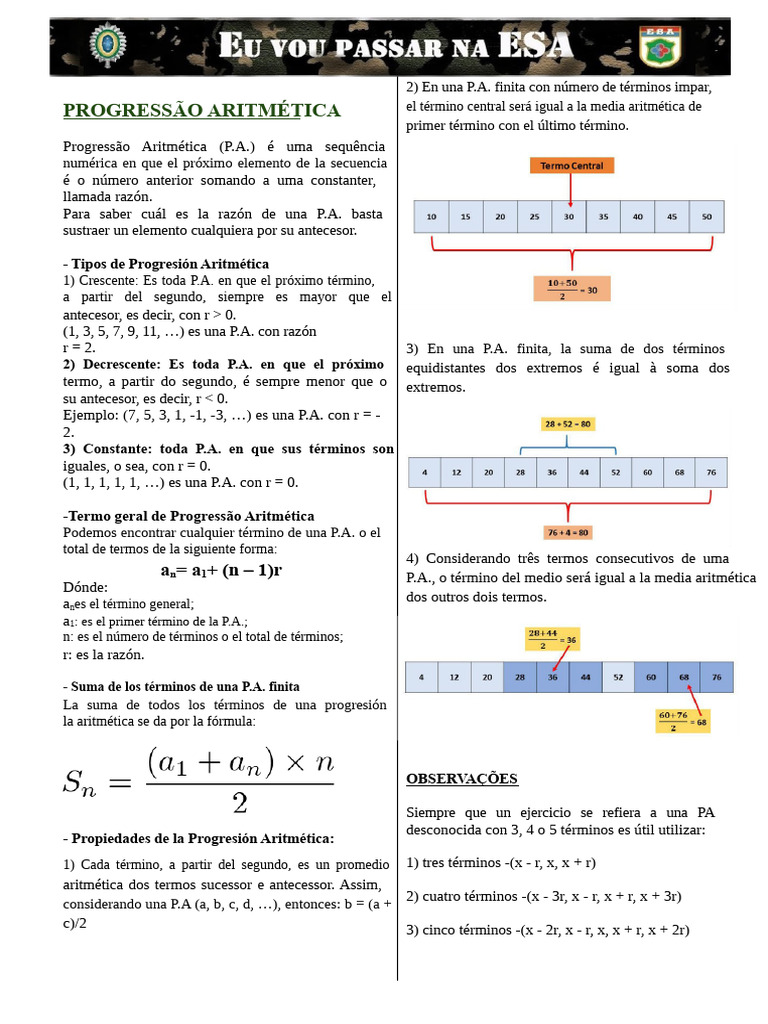 Progresión Aritmética: Conceptos y Ejercicios | PDF | Secuencia ...
