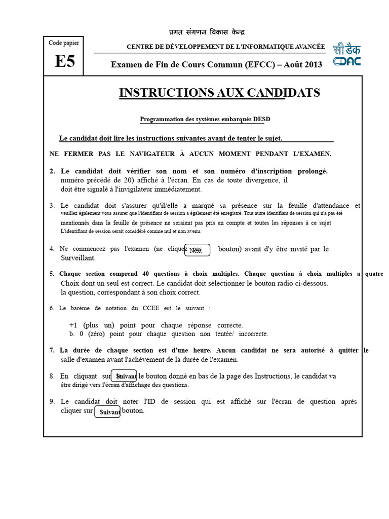 Instructions pour l'Examen CCEE 2013 | PDF | Kernel (Système d ...