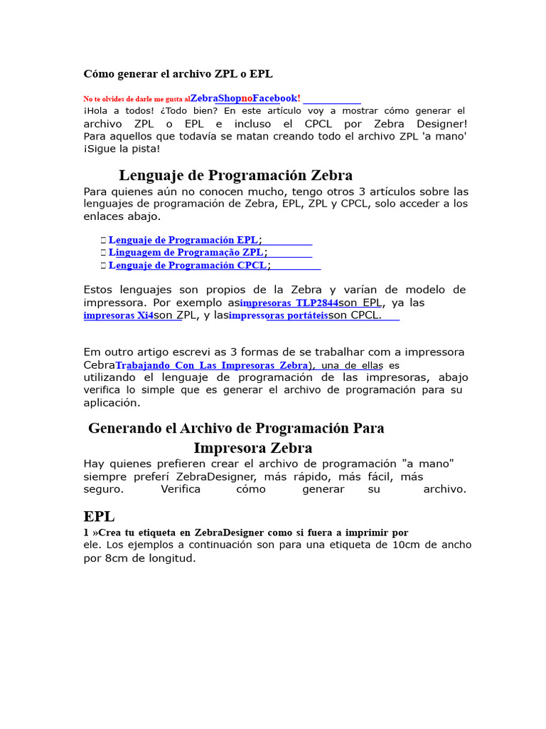 Generar Archivos ZPL y EPL en ZebraDesigner | PDF | Lenguaje de ...
