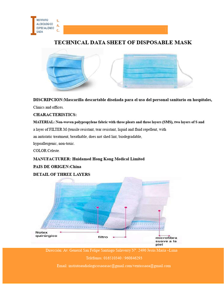 Characteristics of 3-Ply Face Mask PDF | PDF
