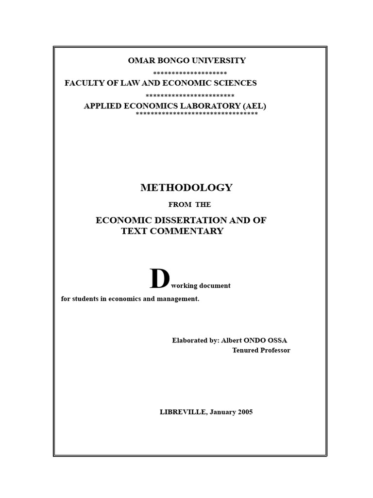 Economic Dissertation Methodology Guide | PDF | Methodology | Essays