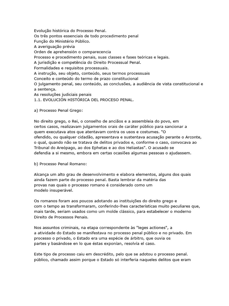 Evolução do Processo Penal: História e Tipos | PDF | Jurisdição | Juiz