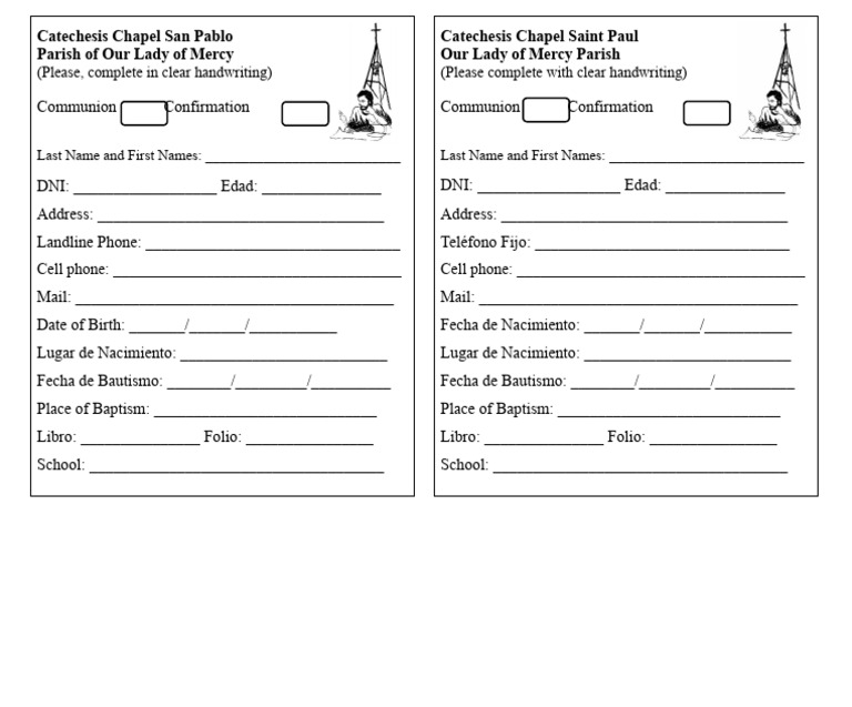Catechesis Registration Form | PDF