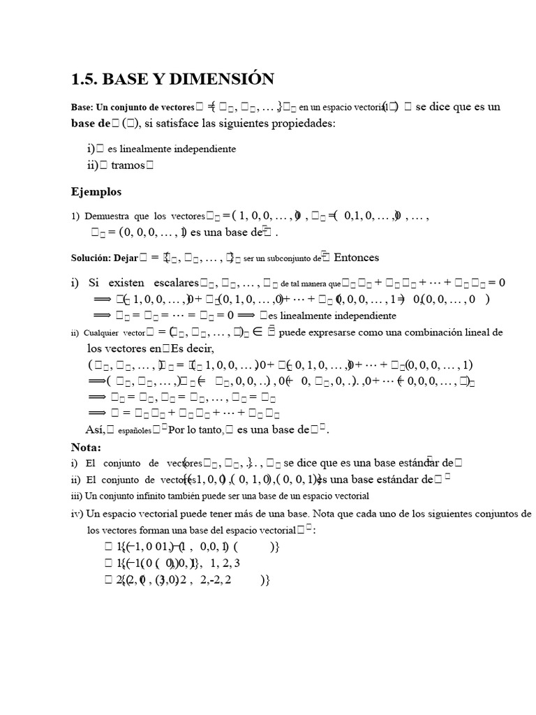 Base y Dimensión en Espacios Vectoriales | PDF | Base (álgebra lineal ...