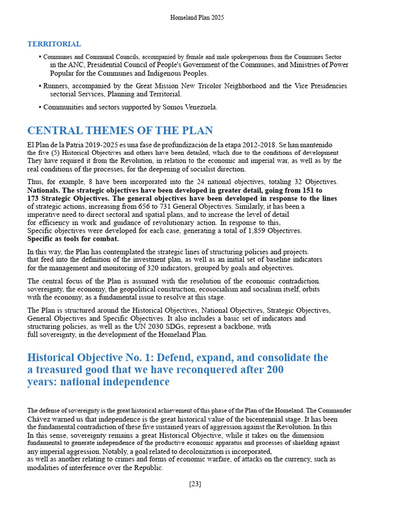 Homeland Plan 2019-2025 Summary of National Objectives | PDF ...