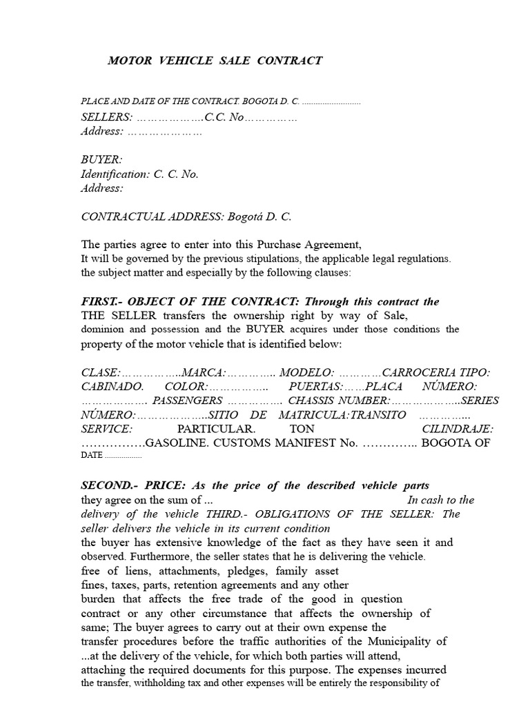 Contract of Sale Motor Vehicle | PDF | Taxes | Expense