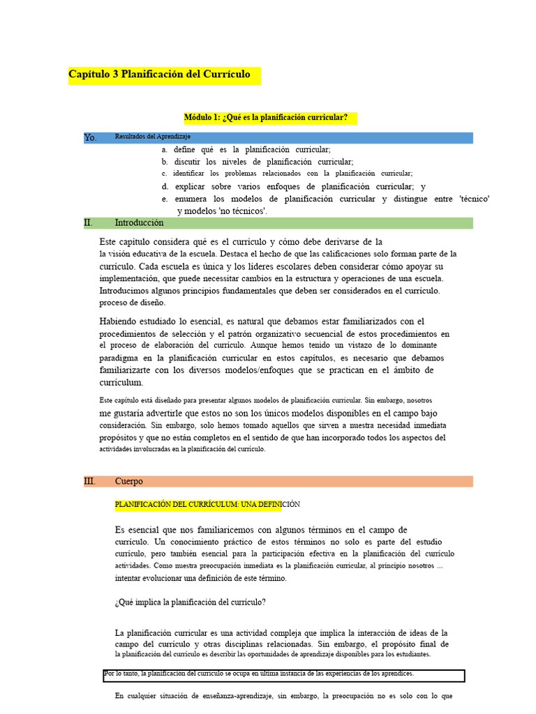 Fundamentos de la Planificación Curricular | PDF | Plan de estudios ...