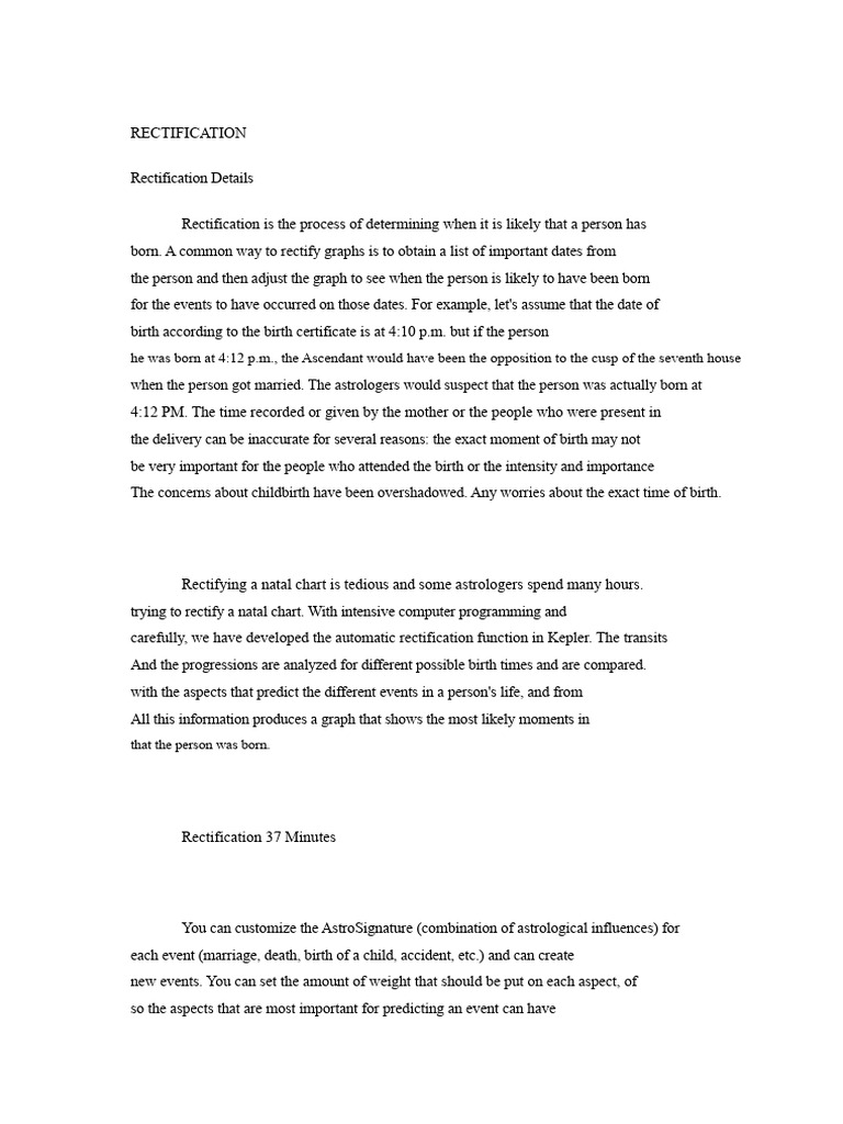 RECTIFICATION | PDF | Horoscope | Astrology