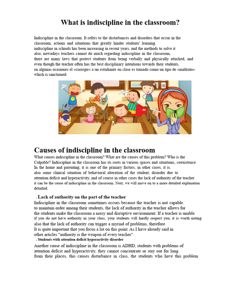 Causes and Effects of Classroom Indiscipline | PDF | Classroom ...