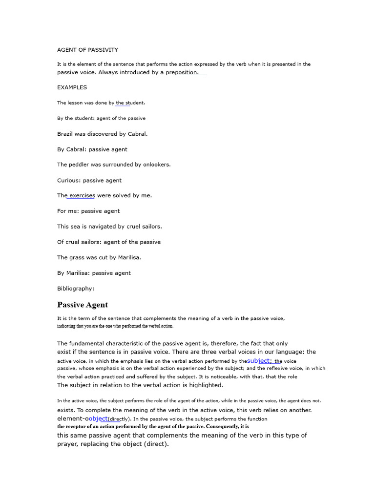Understanding Passive Voice Agents | PDF | Verb | Subject (Grammar)