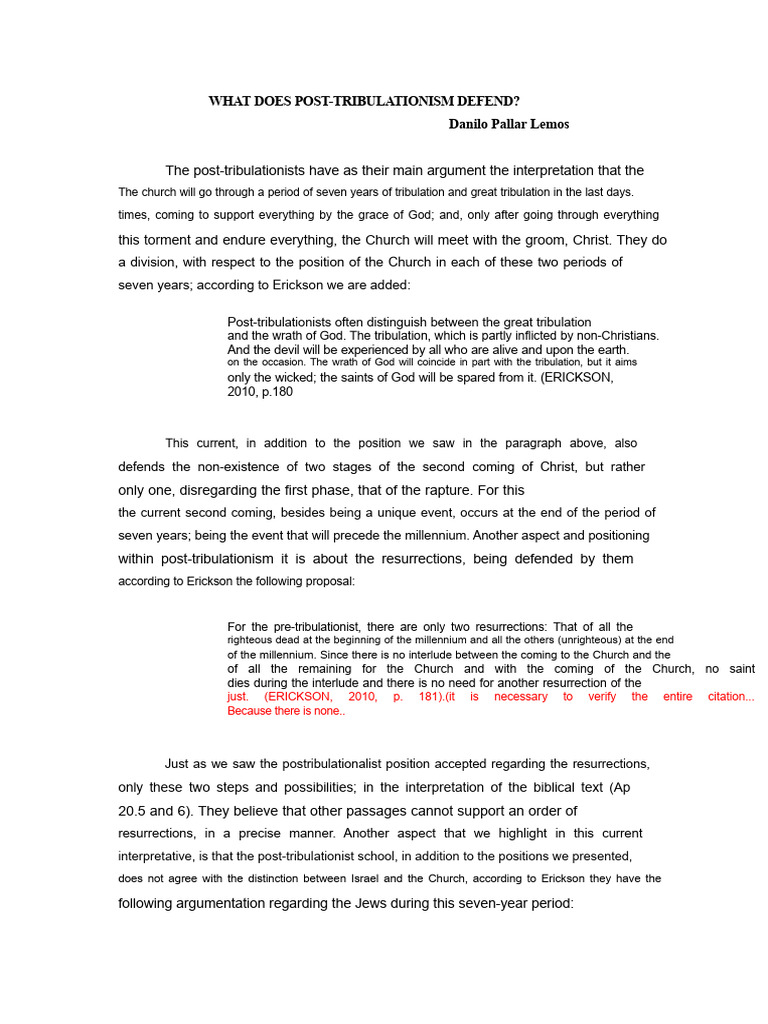 What Post-Tribulationism Defends | PDF | Great Tribulation | Rapture