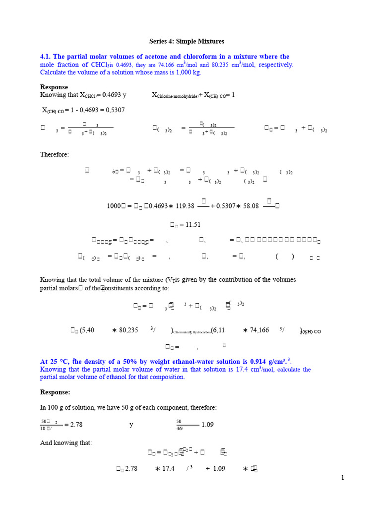 Partial Molar Volumes in Mixtures | PDF | Physical Sciences | Physical ...
