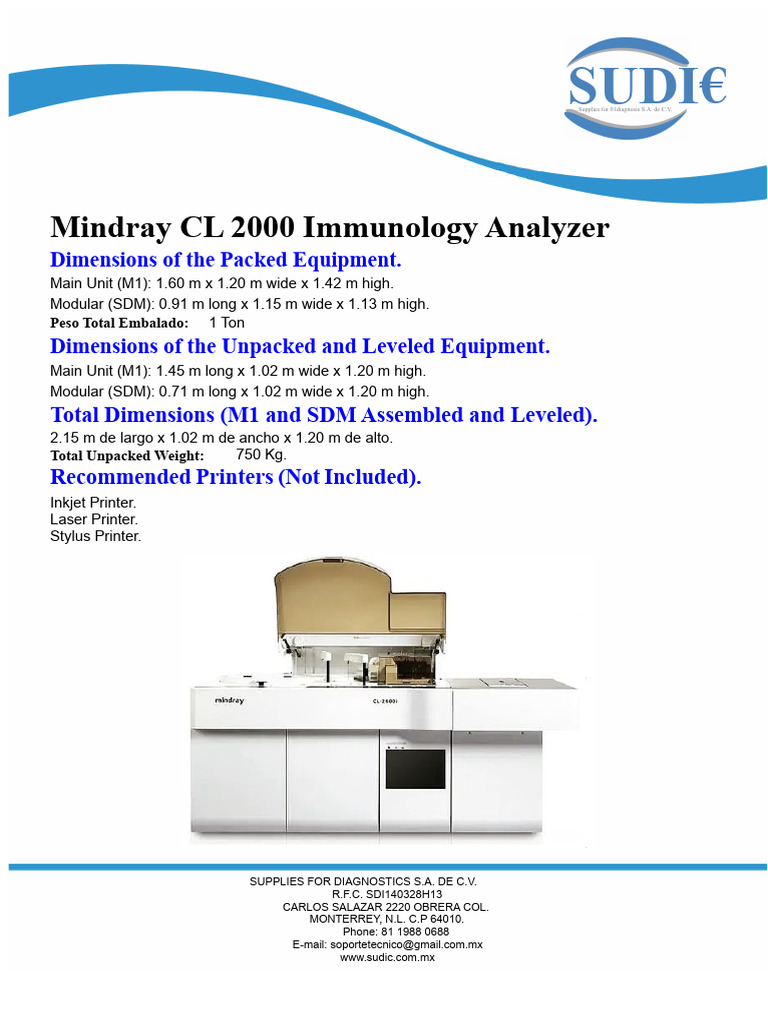 Mindray CL 2000 Analyzer Installation Guide | PDF | Electrical Connector