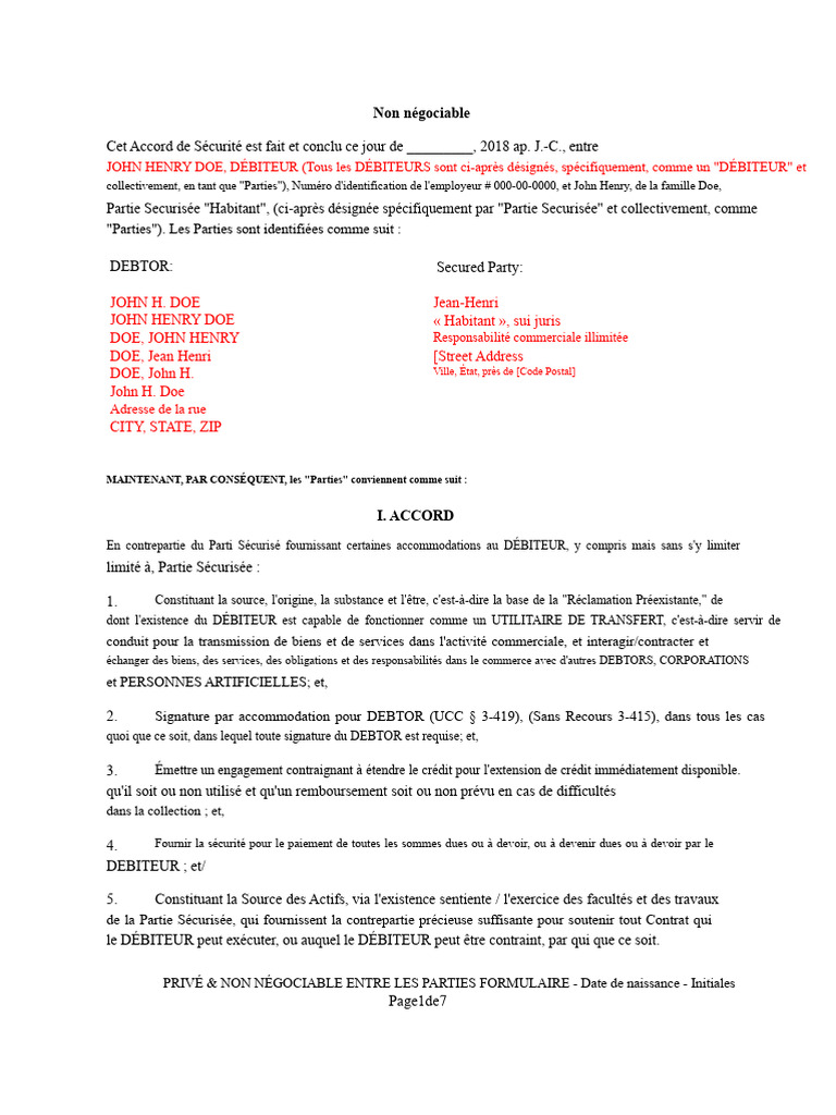 Accord de Sécurité entre Débiteur et Partie Sécurisée | PDF | Débiteur ...